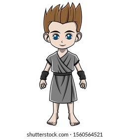 Cartoon Boy Wearing Greek Costume