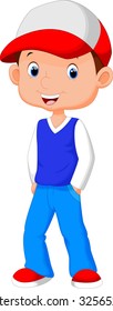 Cartoon boy wearing a hat