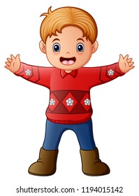 Cartoon Of Boy Wearing A Red Sweater