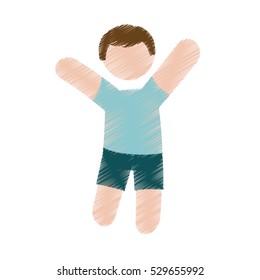 cartoon boy wearing shorts and t shirt icon over white background. colorful and sketch design. vector illustration