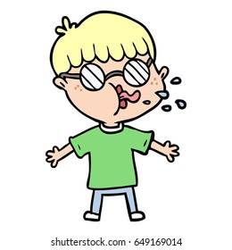 niño de caricatura con anteojos