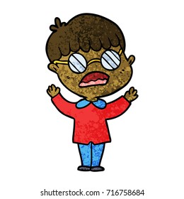 niño de caricatura con anteojos