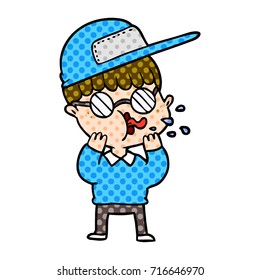 caricaturista con anteojos y gorra