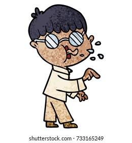 caricaturista con anteojos y puntapiés