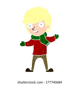 cartoon boy in winter clothes