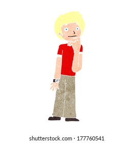 cartoon boy wondering
