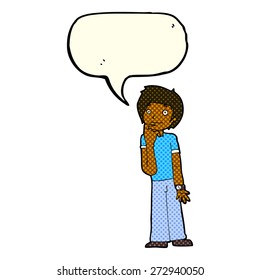 niño de caricatura que se pregunta con burbuja de habla