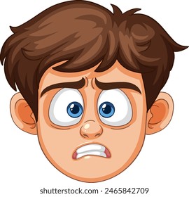 Un niño de dibujos animados con cara de preocupación