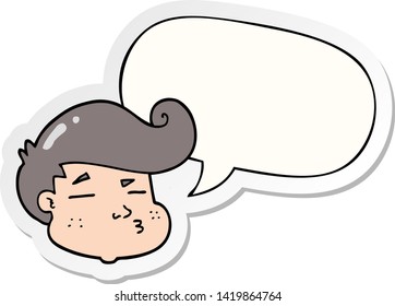 Cartoon-Boy-Gesicht mit Spreklettenaufkleber
