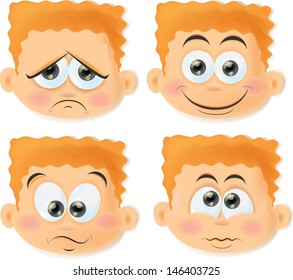 Cartoon boys with funny faces