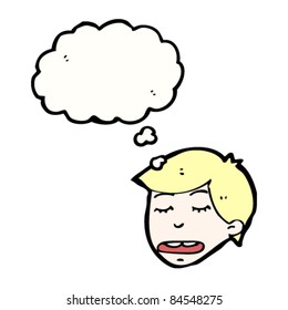 cartoon boy's head with thought bubble