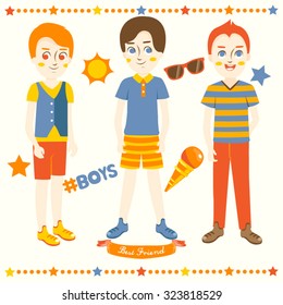 Cartoon Boys Vector Design Illustration