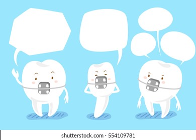 cartoon brace tooth talk with speech bubble