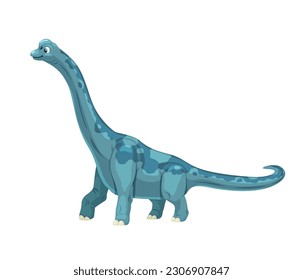 Cartoon Brachiosaurus dinosaur character. Paleontology reptile, prehistoric lizard smiling mascot. Jurassic era dinosaur with long neck and tail, extinct reptile animal vector comical personage