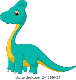 Cartoon Brachiosaurus on white background of illustration