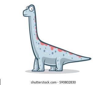 Cartoon Brachiosaurus Was Standing With Four Legs