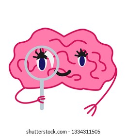 Cartoon brain character isolated vector illustration