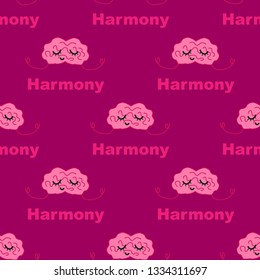Cartoon brain character isolated vector seamless pattern
