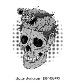Cartoon Brain Control Vector Illustration