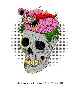 Cartoon Brain Control Vector Illustration