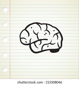 cartoon brain in doodle style