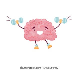 Cartoon Brain Dumbbells Vector Illustration On Stock Vector (Royalty ...