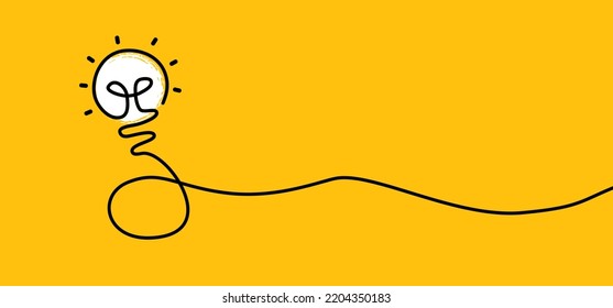 Cartoon brain electric lamp idea doodle. FAQ, business loading concept. Vector creative light bulb icon or sign ideas. Brilliant lightbulb education or inventions pictogram. Think big, success.