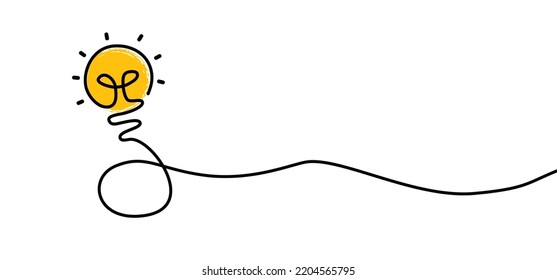 Cartoon brain electric lamp idea doodle. FAQ, business loading concept. Vector creative light bulb icon or sign ideas. Brilliant lightbulb education or inventions pictogram. Think big, success.