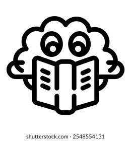 Cartoon brain enjoying reading, representing the importance of knowledge, learning, and education