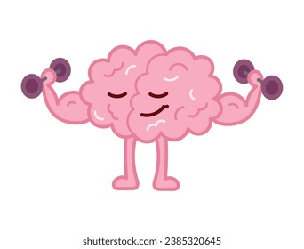 cartoon brain exercising vector isolated