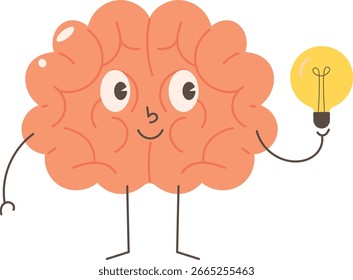 Ilustración de la bombilla del cerebro de la historieta