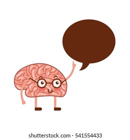 cartoon brain icon over white background. colorful design. vector illustration
