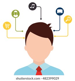 cartoon brain idea creative design isolated