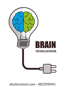 cartoon brain idea creative design isolated