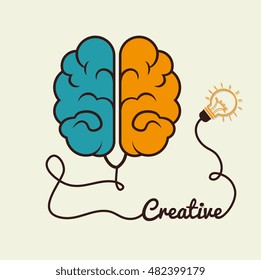 cartoon brain idea creative design isolated