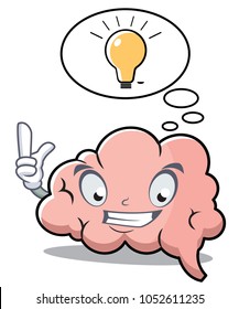 Cartoon brain and idea in a speech bubble