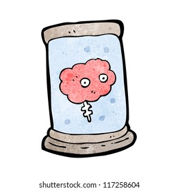 cerebro de caricatura en frasco