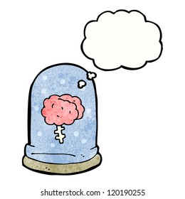 cartoon brain in jar