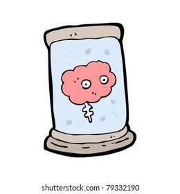 cartoon brain in jar