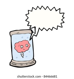cartoon brain in jar