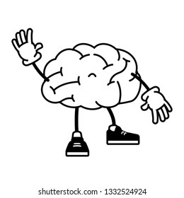 cartoon brain with legs and hands