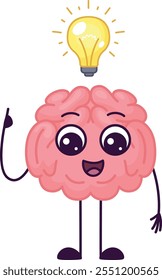 A cartoon brain with a light bulb on top of it
