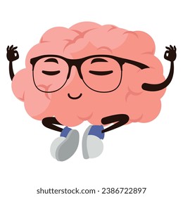 vector de meditación cerebral de caricatura aislado