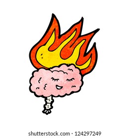 cerebro de dibujos animados en llamas