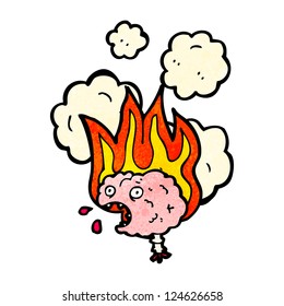 cerebro de dibujos animados en llamas