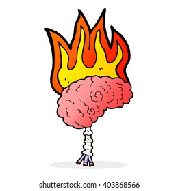 cerebro de dibujos animados en llamas