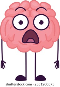 A cartoon brain with an open mouth and wide eyes