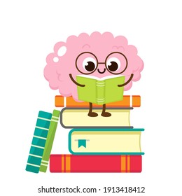 Cartoon Brain Reading Book Funny Brain Stock Vector (Royalty Free ...