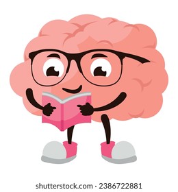 cartoon brain reading vector isolated