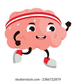 cartoon brain running vector isolated